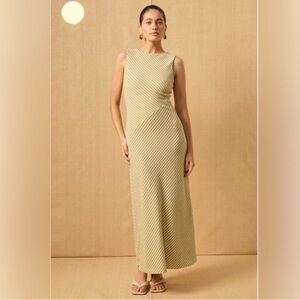 Elegant Striped Cream Dress